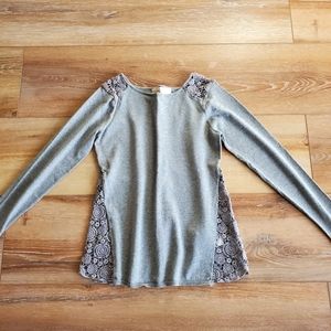 Zara Gray Long Sleeve Sweater w/ Crochet